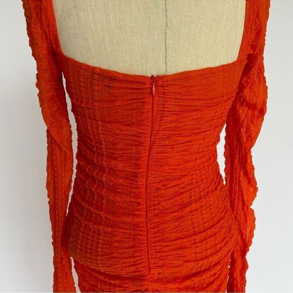 GANNI Ruched Lace Midi Dress - Picture 9 of 14